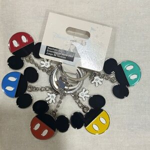 Disney Parks Mickey Mouse Ear Metal Keychain Multicolor Set of 5.